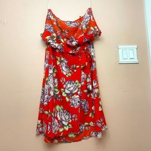 Orange-red flower summer dress